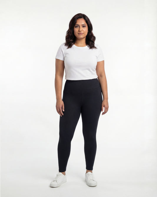 Black High Waist Leggings for Women | Stretchable, Breathable, Soft Fabric | All-Day Comfort Activewear Pants