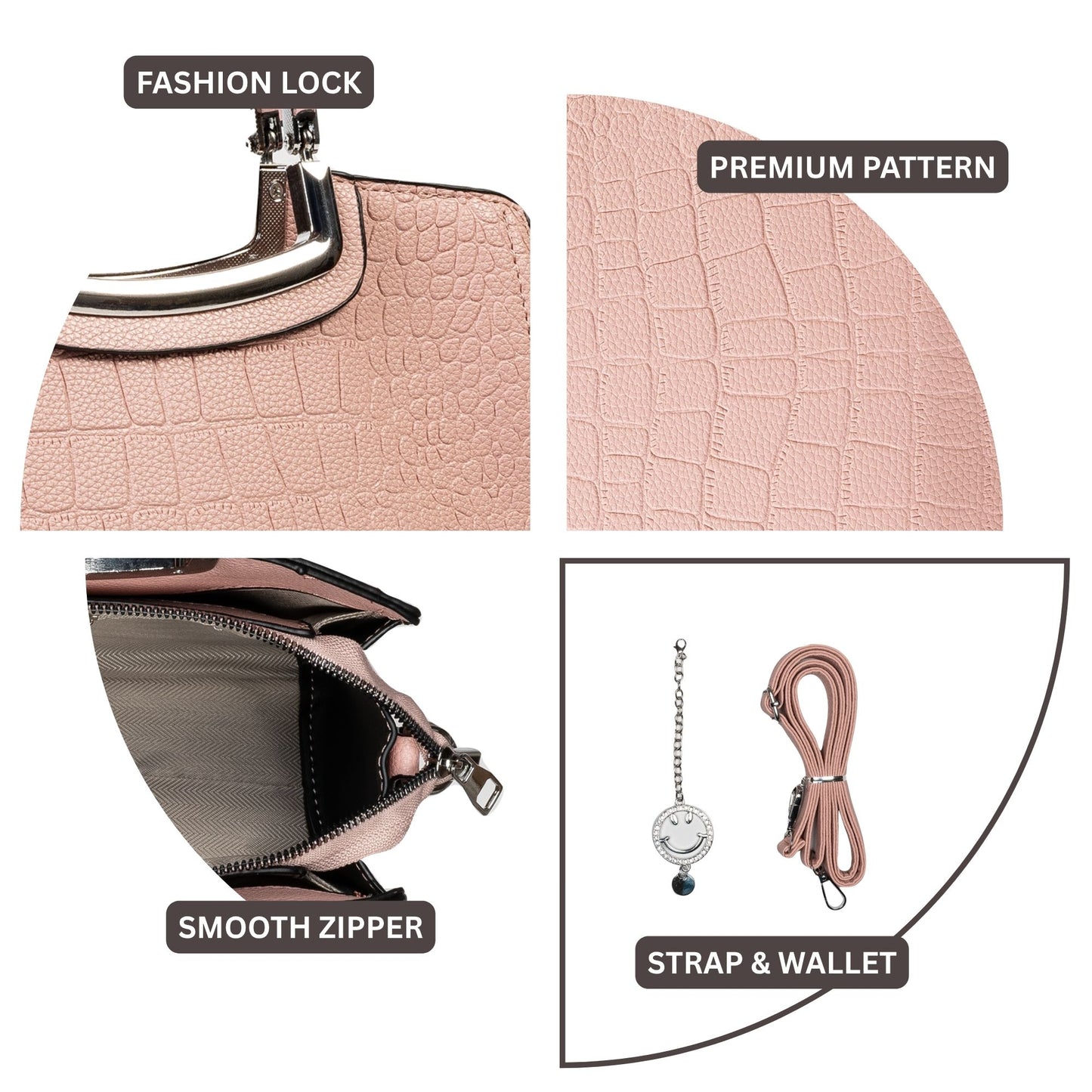 HB144- Elegant Textured Handbag | Premium Quality | Regular Use | Luxury Style | Imported