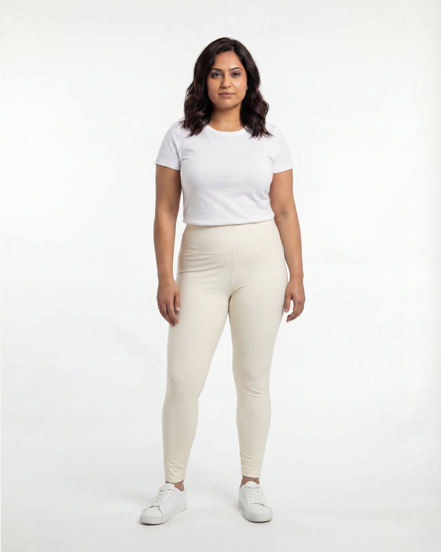 Beige High Waist Leggings for Women | Stretchable, Breathable, Soft Fabric | All-Day Comfort Activewear Pants