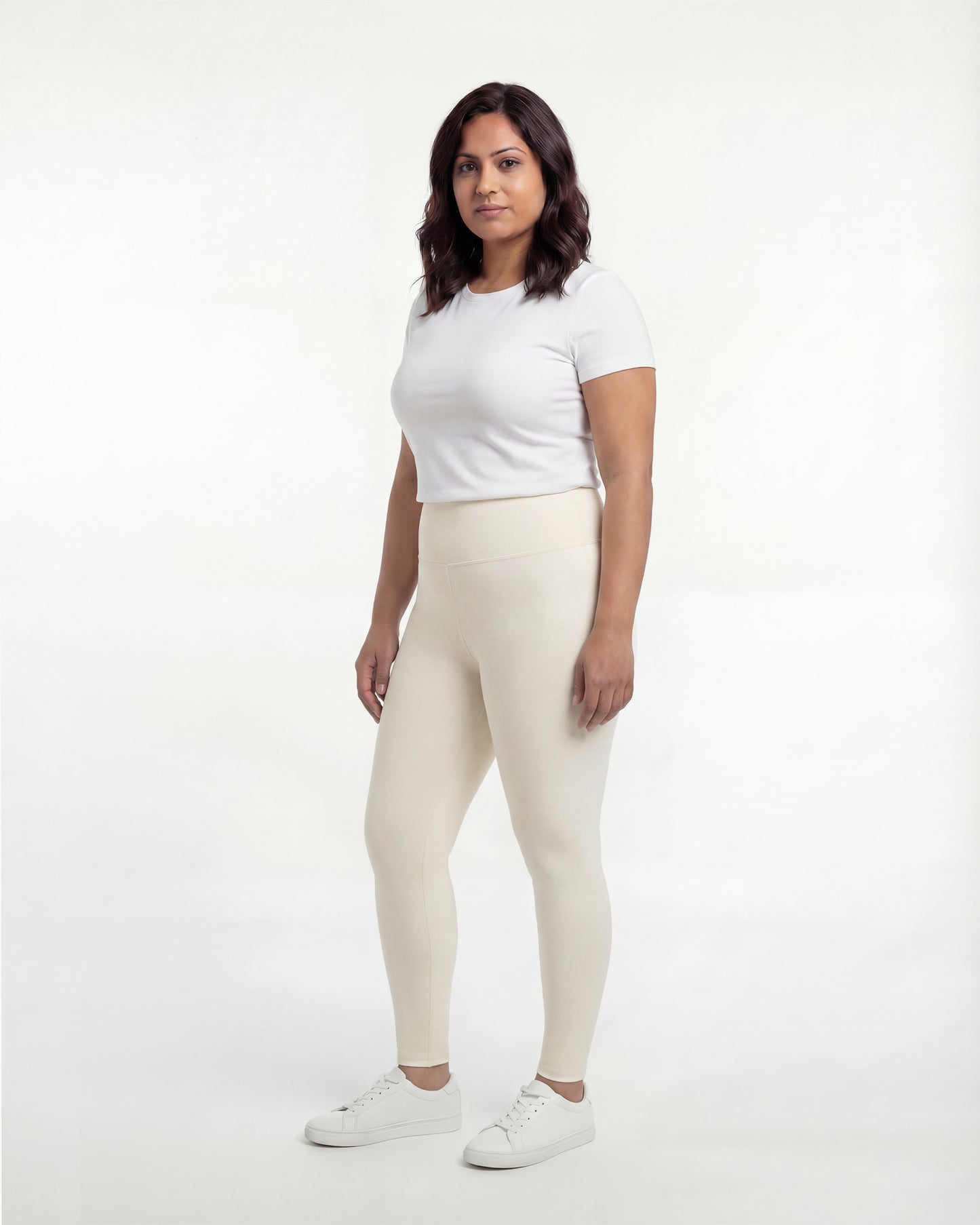 Beige High Waist Leggings for Women | Stretchable, Breathable, Soft Fabric | All-Day Comfort Activewear Pants