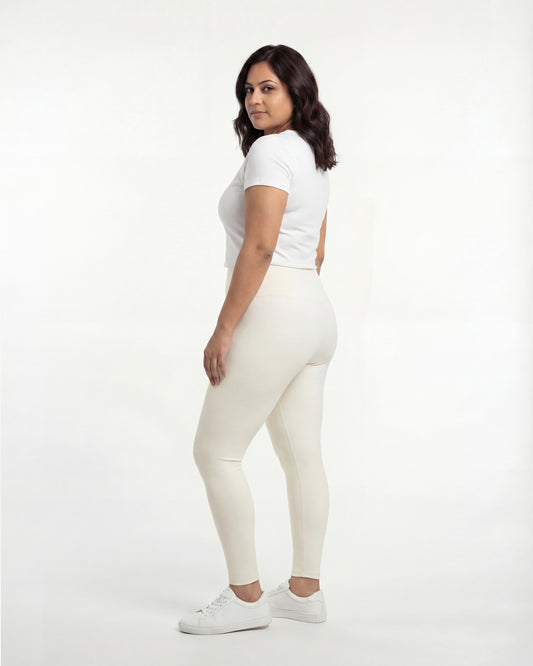 Beige High Waist Leggings for Women | Stretchable, Breathable, Soft Fabric | All-Day Comfort Activewear Pants
