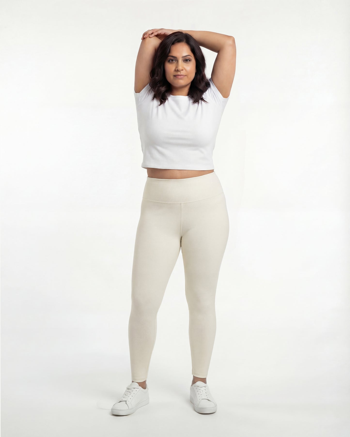 Beige High Waist Leggings for Women | Stretchable, Breathable, Soft Fabric | All-Day Comfort Activewear Pants