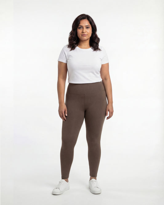 Brown High Waist Leggings for Women | Stretchable, Breathable, Soft Fabric | All-Day Comfort Activewear Pants