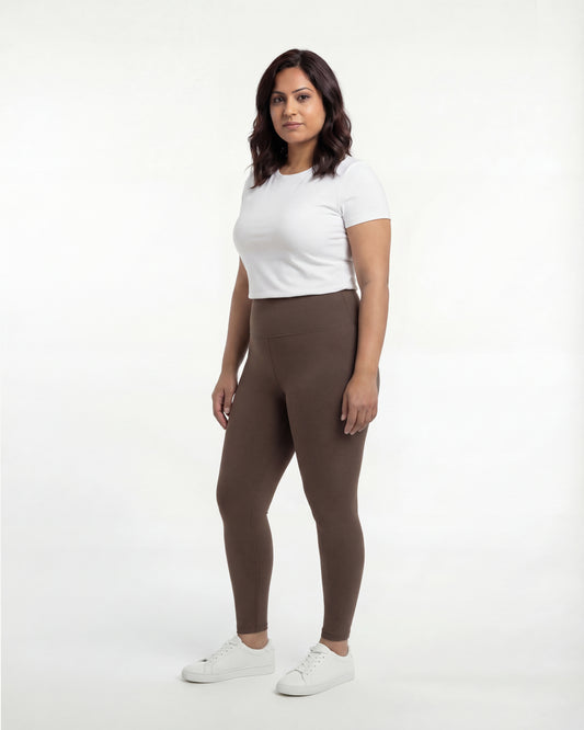Brown High Waist Leggings for Women | Stretchable, Breathable, Soft Fabric | All-Day Comfort Activewear Pants