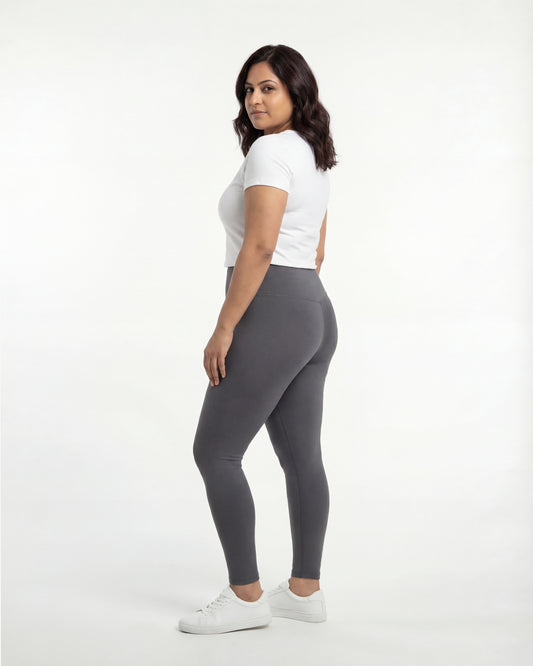 Grey High Waist Leggings for Women | Stretchable, Breathable, Soft Fabric | All-Day Comfort Activewear Pants