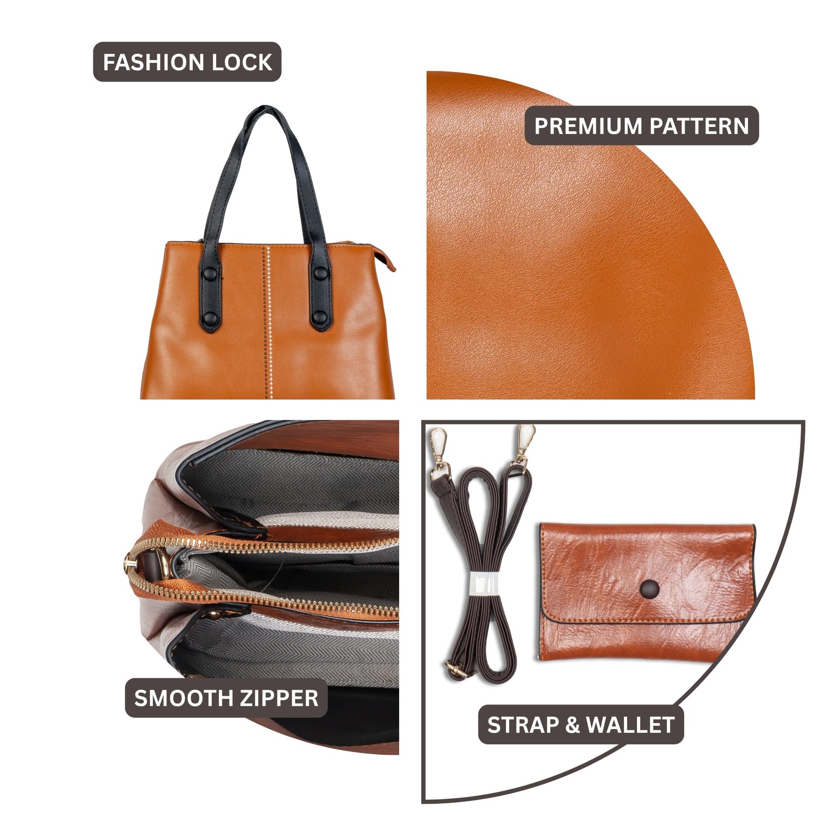 FIRSTGLOW Premium Pebble-Texture Everyday Handbag with Dual Handles – Tan - Image 5