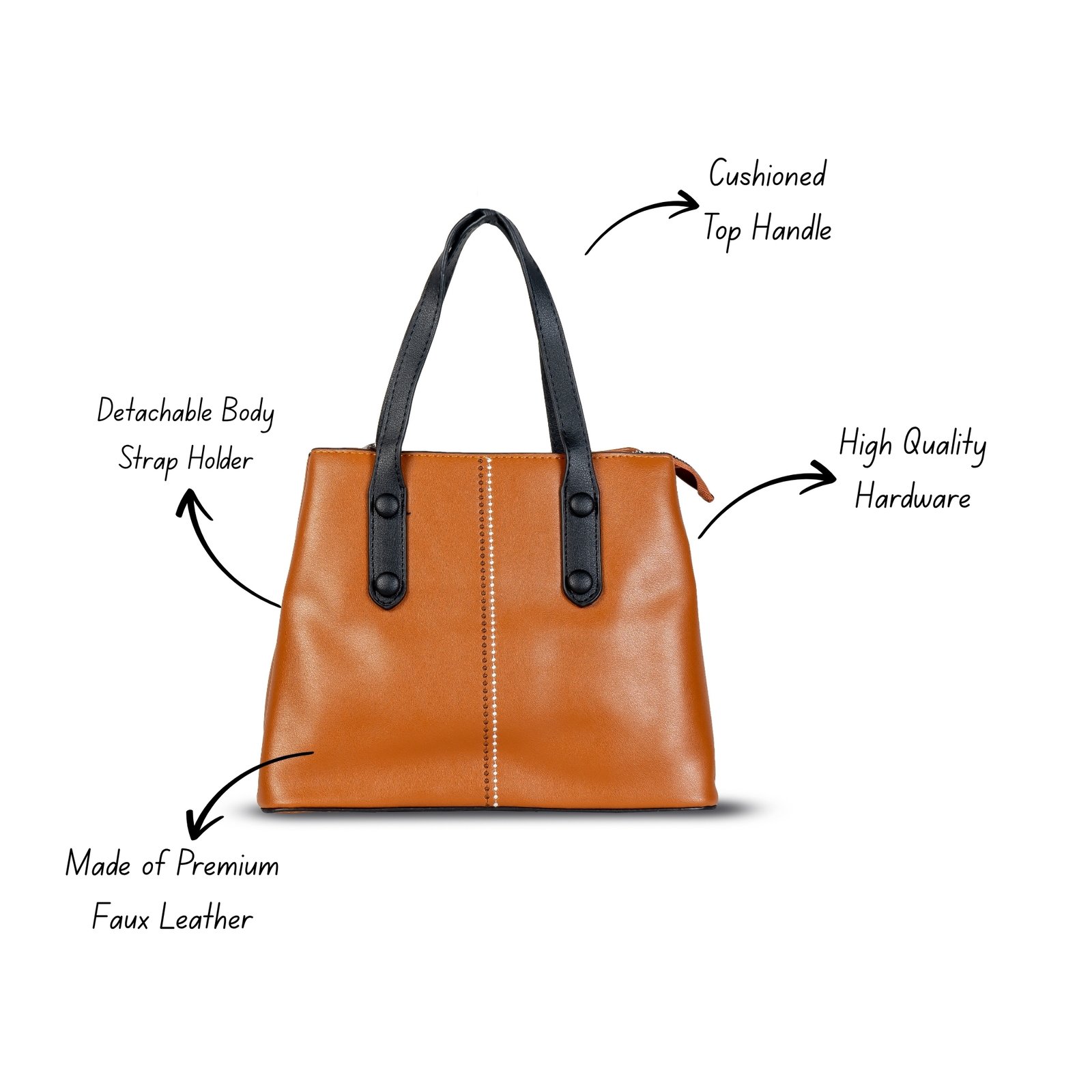 FIRSTGLOW Premium Pebble-Texture Everyday Handbag with Dual Handles – Tan - Image 7