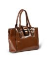 FIRSTGLOW Classic Textured Leatherette Handbag with Dual Handles – Oakwood Brown Edition