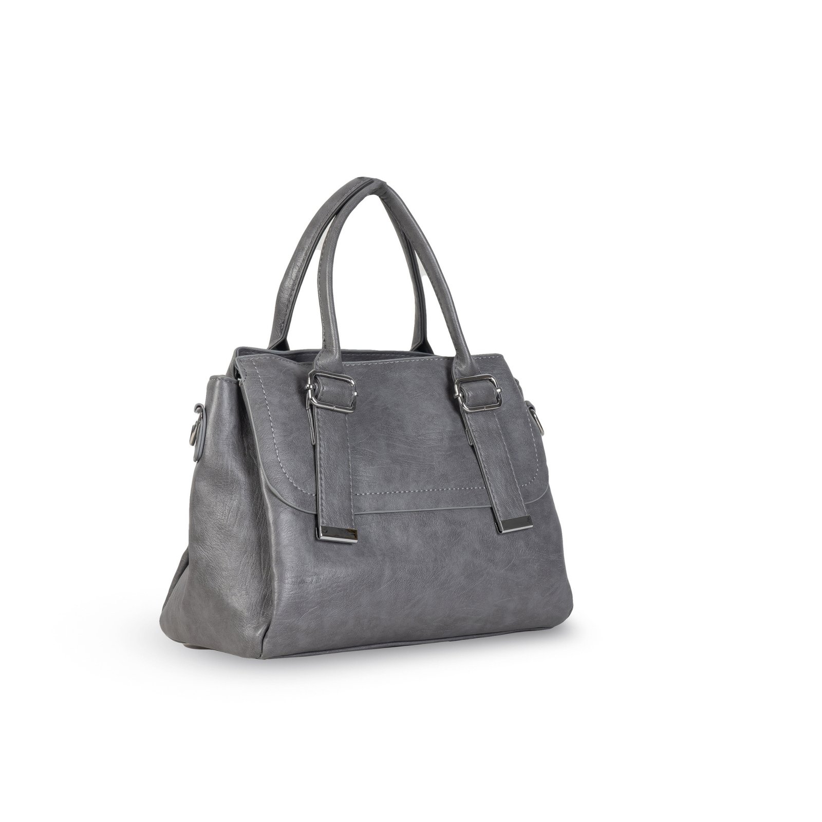 FIRSTGLOW Classic Smooth-Texture Handbag with Dual Handles – Urban Grey