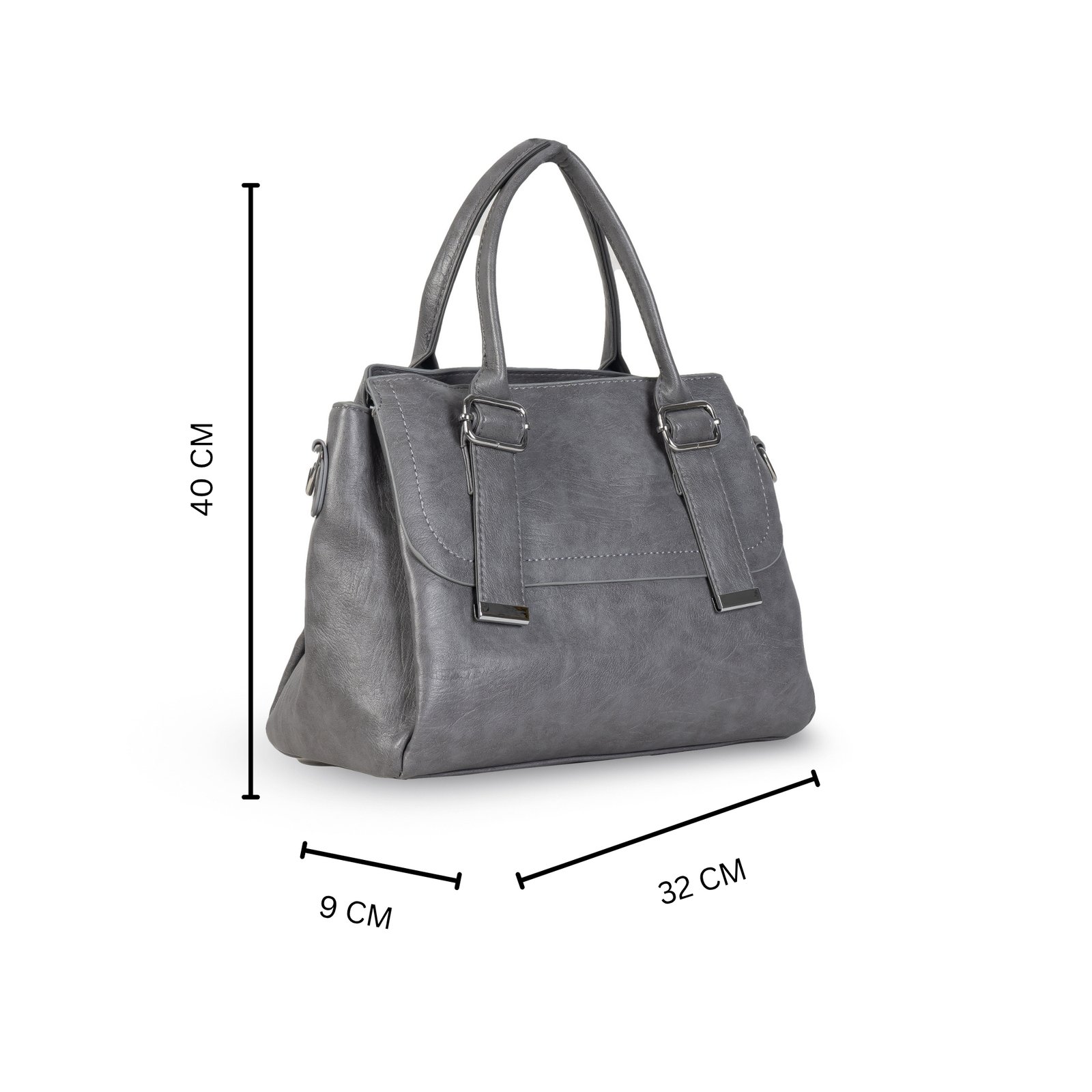 FIRSTGLOW Classic Smooth-Texture Handbag with Dual Handles – Urban Grey - Image 5