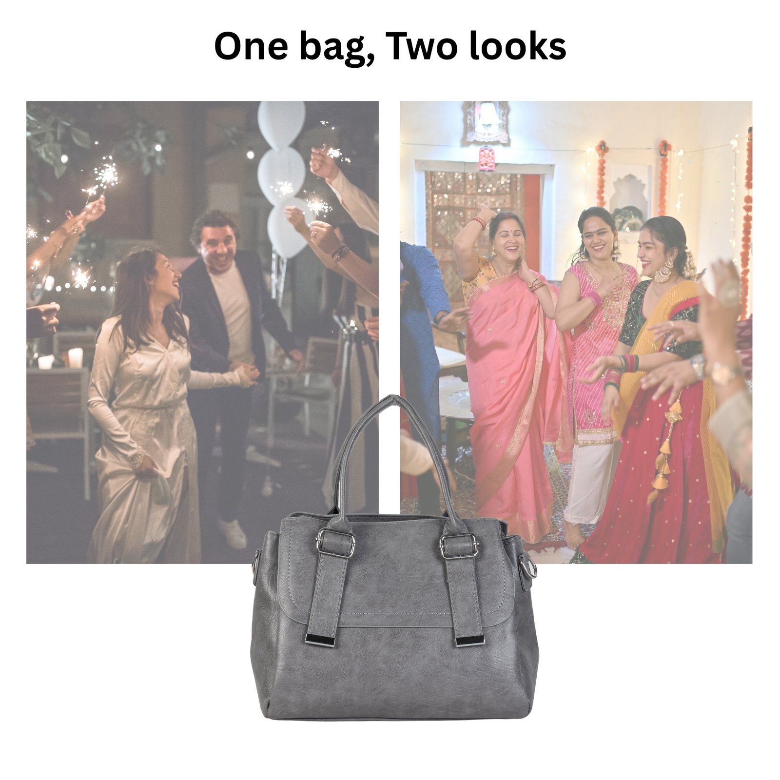 FIRSTGLOW Classic Smooth-Texture Handbag with Dual Handles – Urban Grey - Image 7