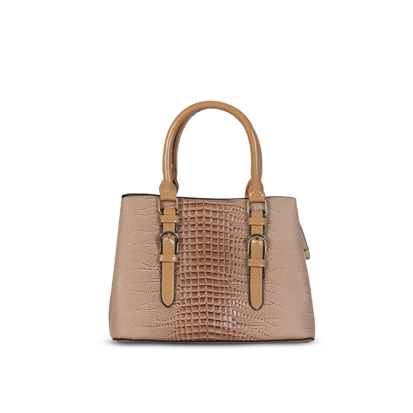 FIRSTGLOW Classic Textured Leatherette Handbag with Dual Handles – Coffee Mocha Brown - Image 2