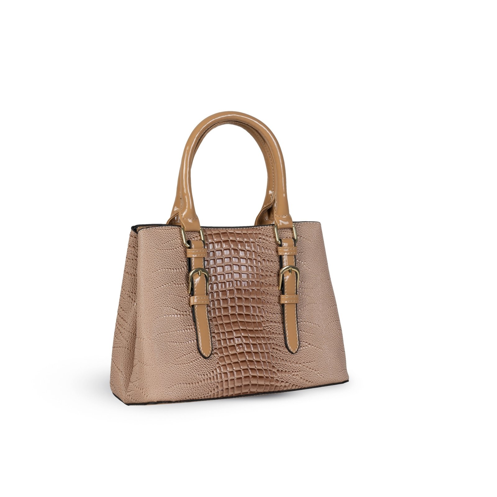 FIRSTGLOW Classic Textured Leatherette Handbag with Dual Handles – Coffee Mocha Brown