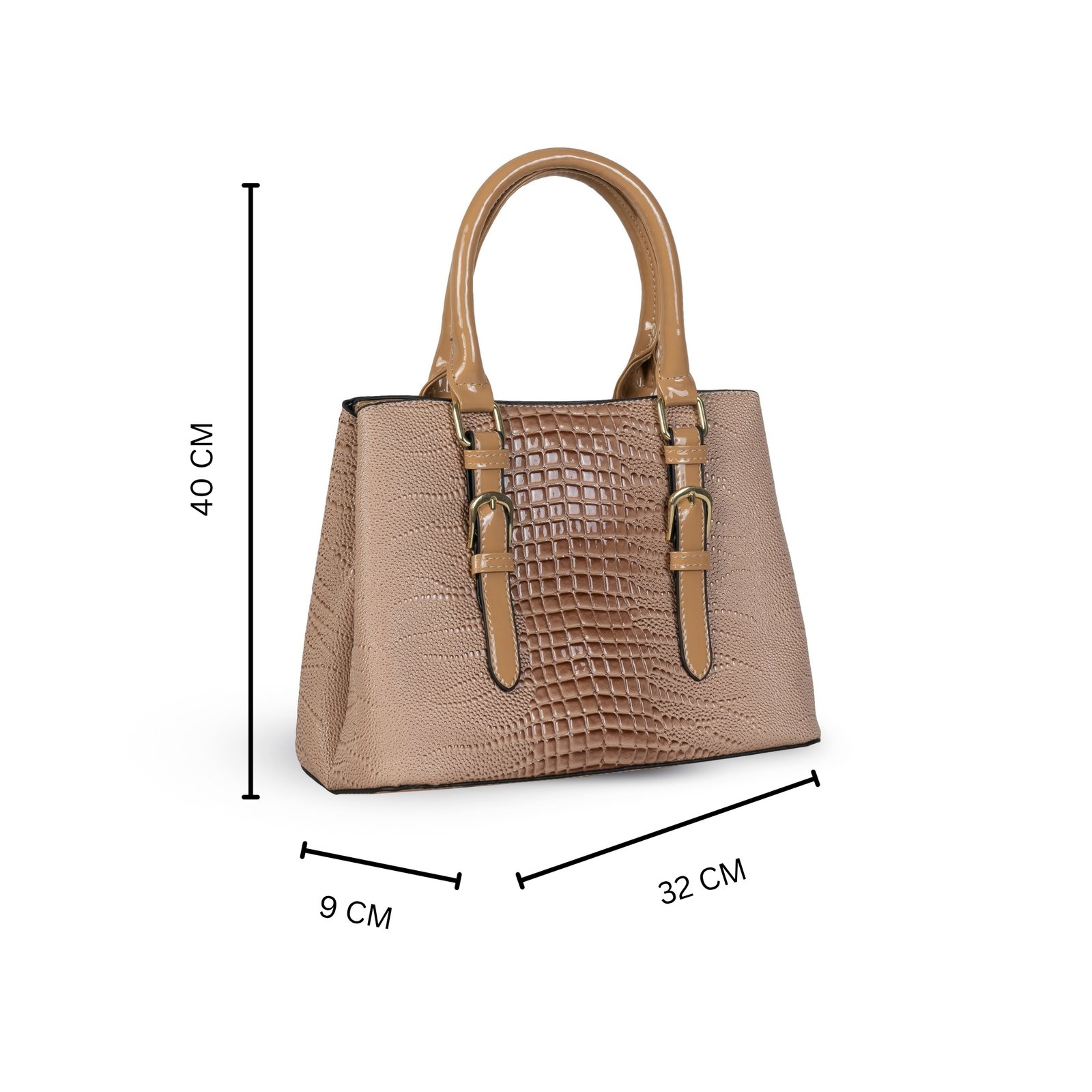 FIRSTGLOW Classic Textured Leatherette Handbag with Dual Handles – Coffee Mocha Brown - Image 4