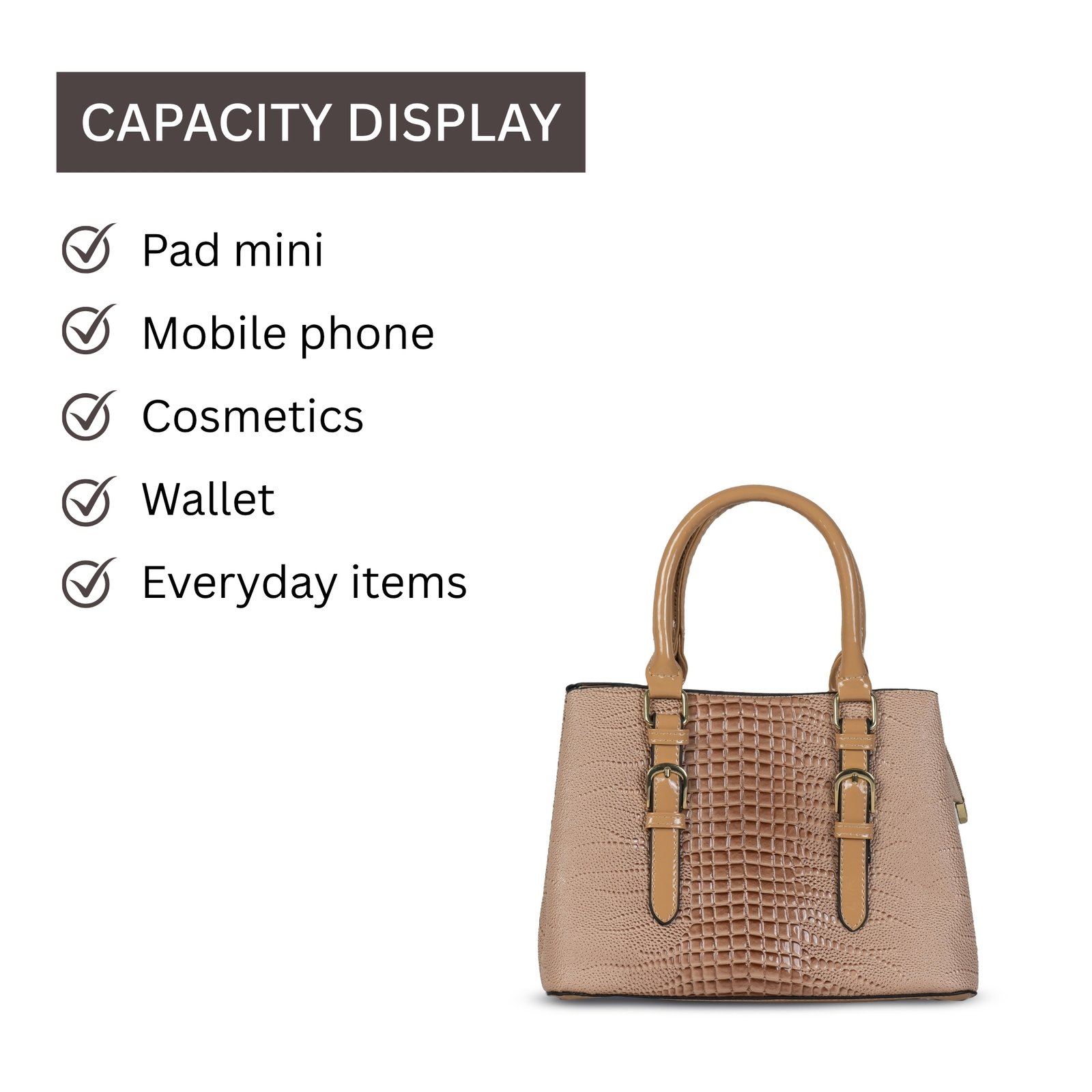 FIRSTGLOW Classic Textured Leatherette Handbag with Dual Handles – Coffee Mocha Brown - Image 8