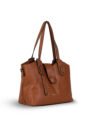 FIRSTGLOW Elegant Textured Leatherette Handbag with Dual Handles – Classic Caramel Tan