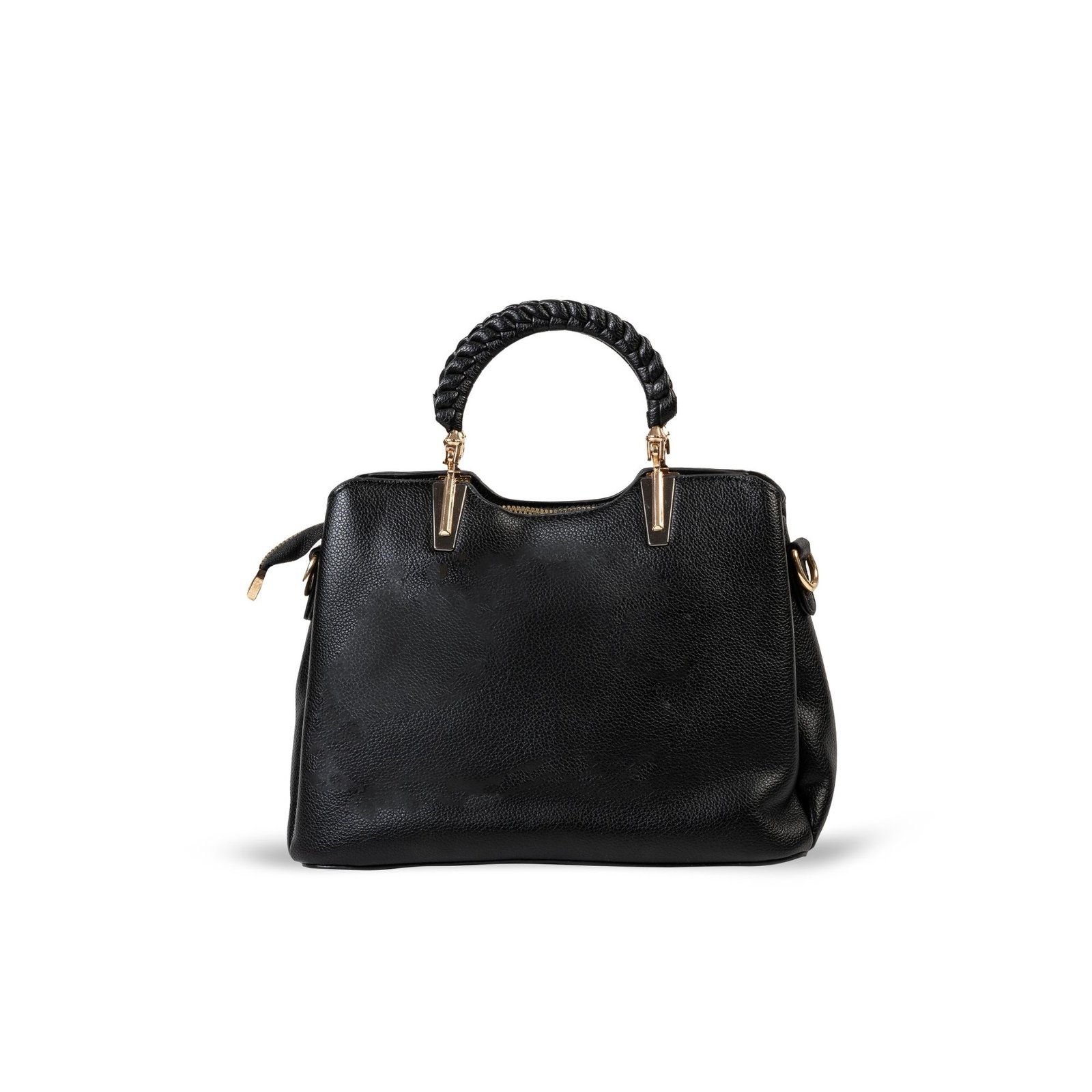 FIRSTGLOW Luxe Croco-Pattern Leatherette Handbag with Metal Handle – Onyx Velvet Shade - Image 2