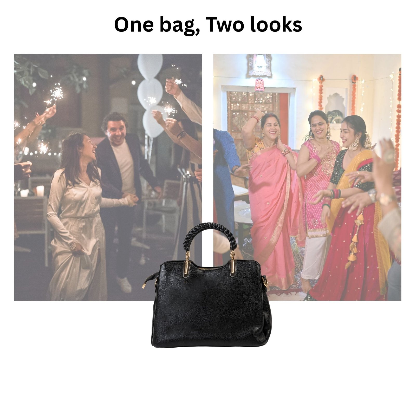 FIRSTGLOW Luxe Croco-Pattern Leatherette Handbag with Metal Handle – Onyx Velvet Shade - Image 6