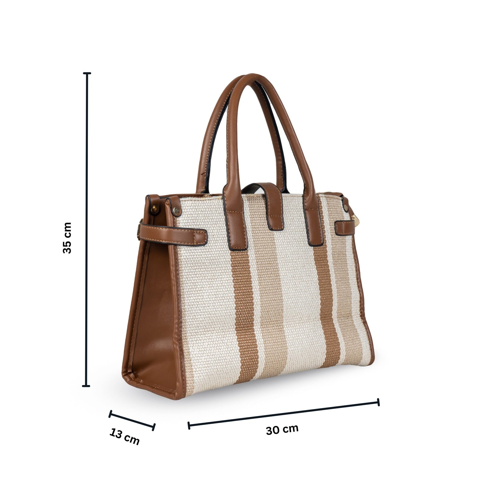 FIRSTGLOW Classic Woven Texture Handbag with Premium Leatherette Trim – Caramel Sandstone - Image 2