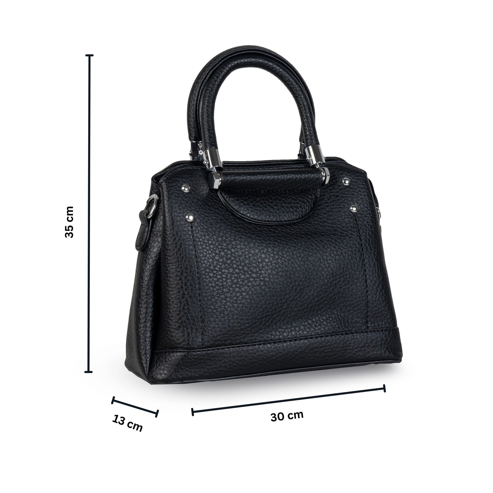 FIRSTGLOW Regal Quilted Leatherette Handbag with Dual Handles – Midnight Noir Finish - Image 2