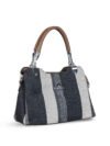 FIRSTGLOW Premium Woven Stripe Handbag with Dual Handles – Twilight Graphite Blend