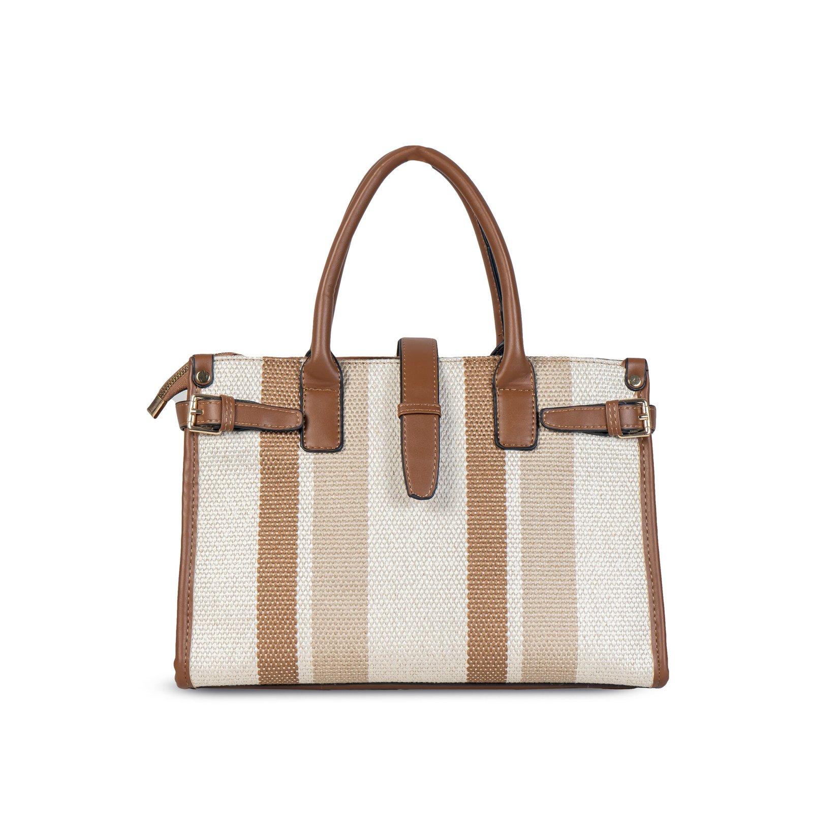 FIRSTGLOW Classic Woven Texture Handbag with Premium Leatherette Trim – Caramel Sandstone - Image 3