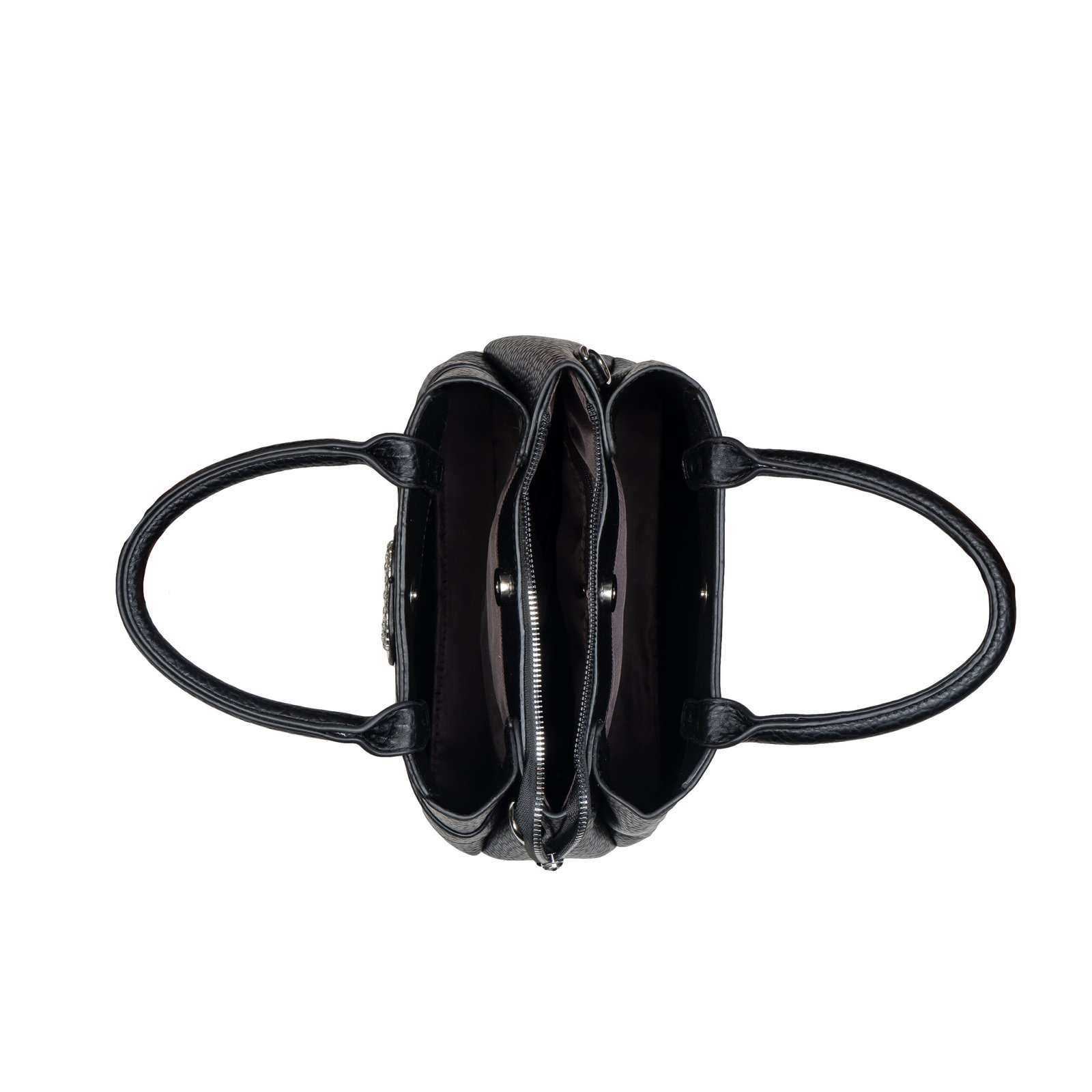 FIRSTGLOW Luxe Pebble-Texture Handbag with Crystal Buckle – Ebony Shine - Image 7